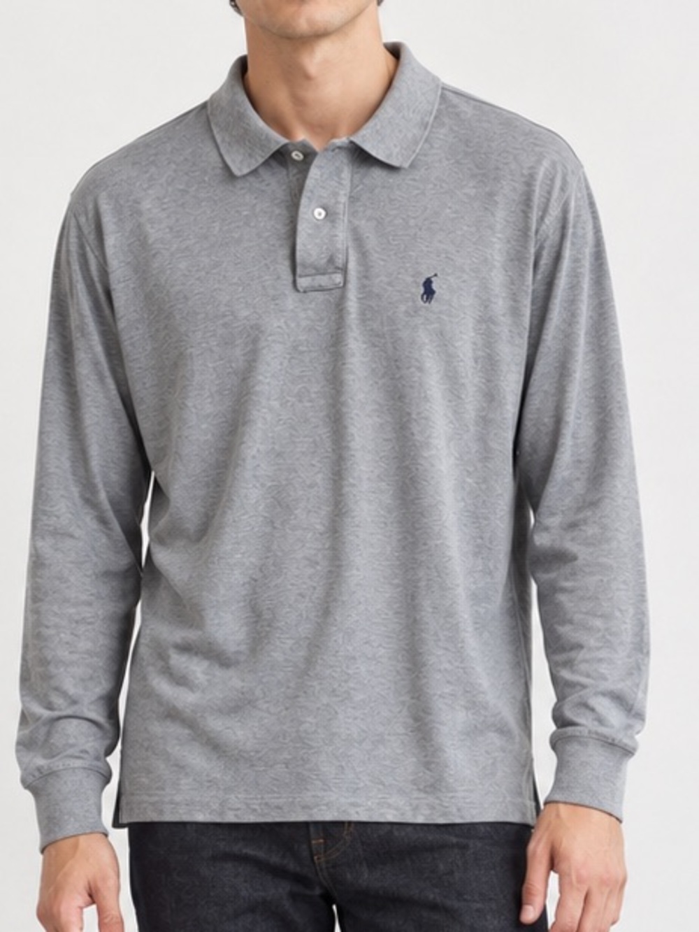 Polo Ralph Lauren Men’s Gray Long Sleeve Polo Shirt 100% Cotton Classic Preppy